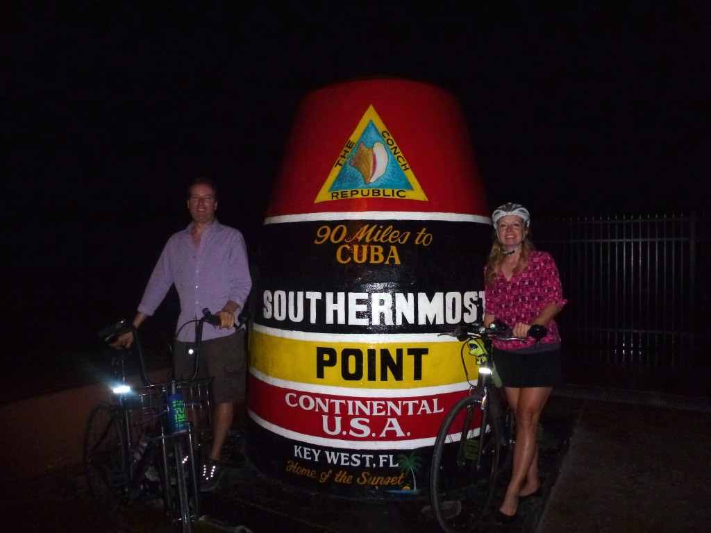 Anyone can take a picture at the southernmost point (after waiting in line). But we rode over there at night.. and no one was there!  