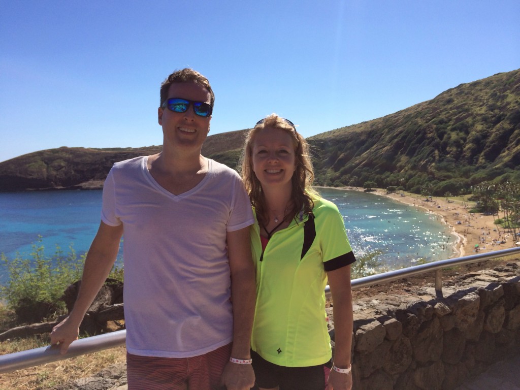 Hanauma Bay in the background. Now back on the bikes. 