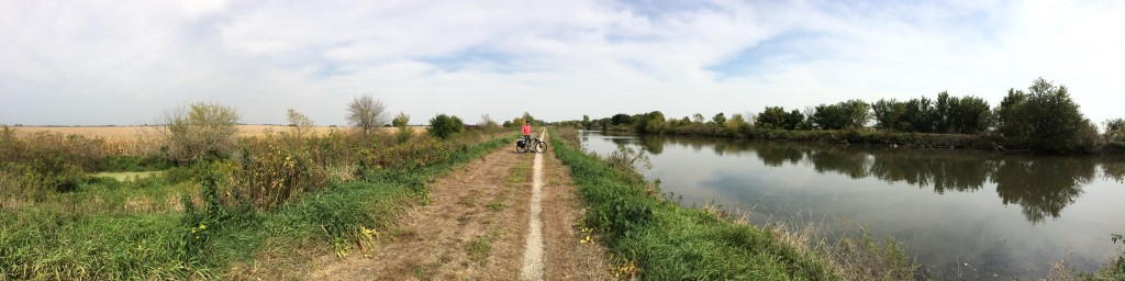 Panoramic view of the Hennepin Canal trail, which runs just north of Route 80.