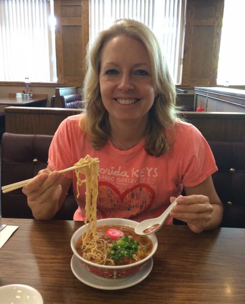 Saimin is a Hawaiian specialty.. A noodle soup that has Japanese, Chinese and Filipino influences.  This saimin has a homemade shrimp broth that wasn't my favorite.