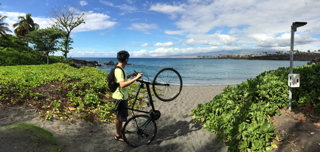 "Black" sand beach.. (more like salt n pepper).