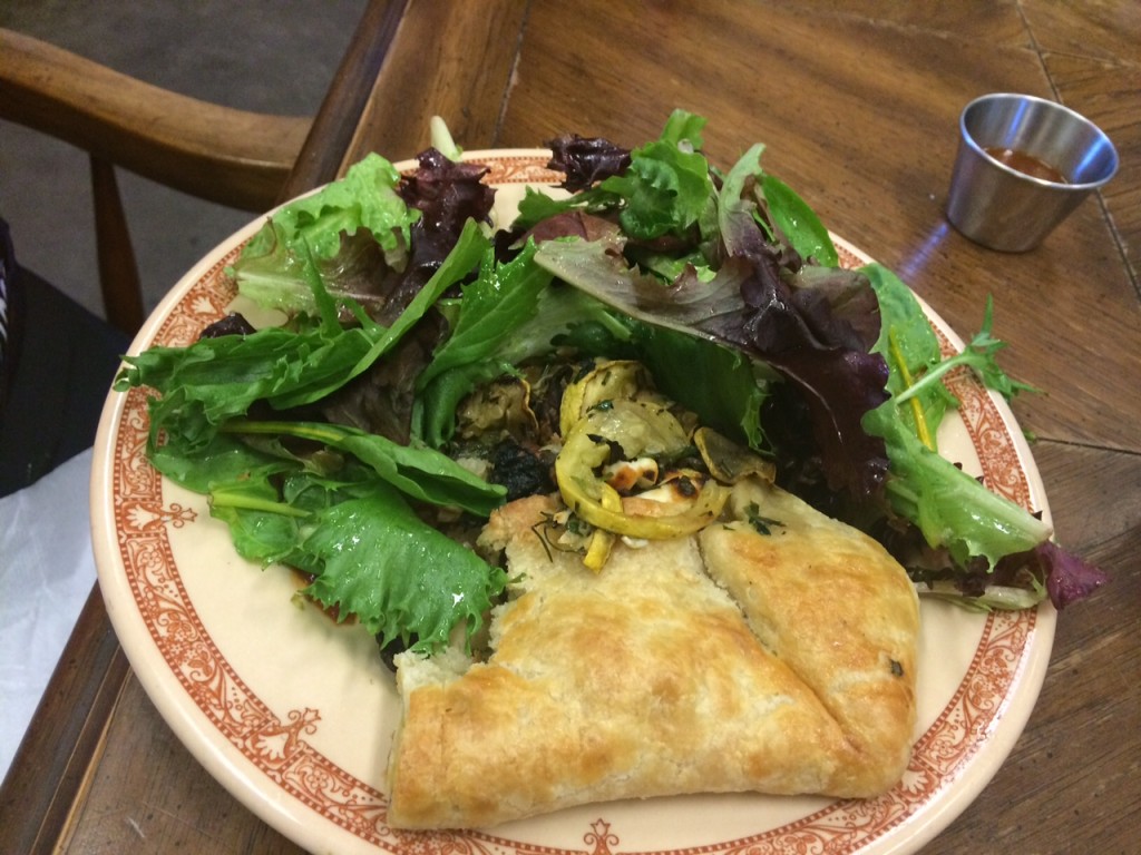 Veggie tart with a big salad.