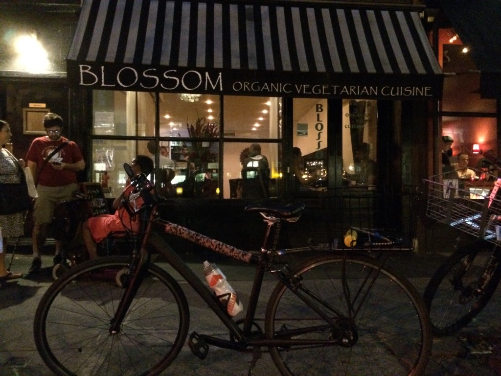 I biked over to gourmet vegan restaurant Blossom in Chelsea.