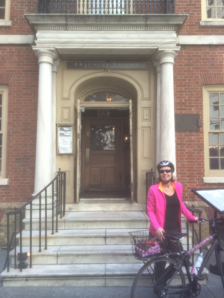 Today we biked all the way downtown to Fraunces Tavern.. a national historic landmark and one of the oldest buildings in NYC. I was here a long time ago with my parents and grandparents. 