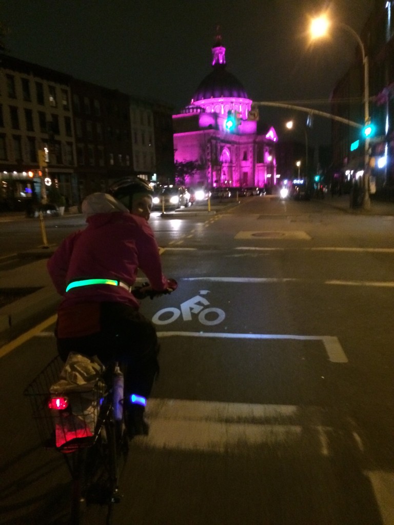 Evening ride to a DAR meeting where a Baruch professor spoke to us about the role of women during the American Revolution. On the way home I actually saw a man drop his pants and pop a squat between two cars. Oh New York!