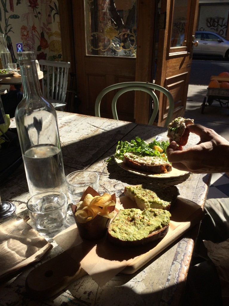 Avocado tartine and Ron's favorite smoked whitefish salad at Bakeri in Greenpoint, Brooklyn.
