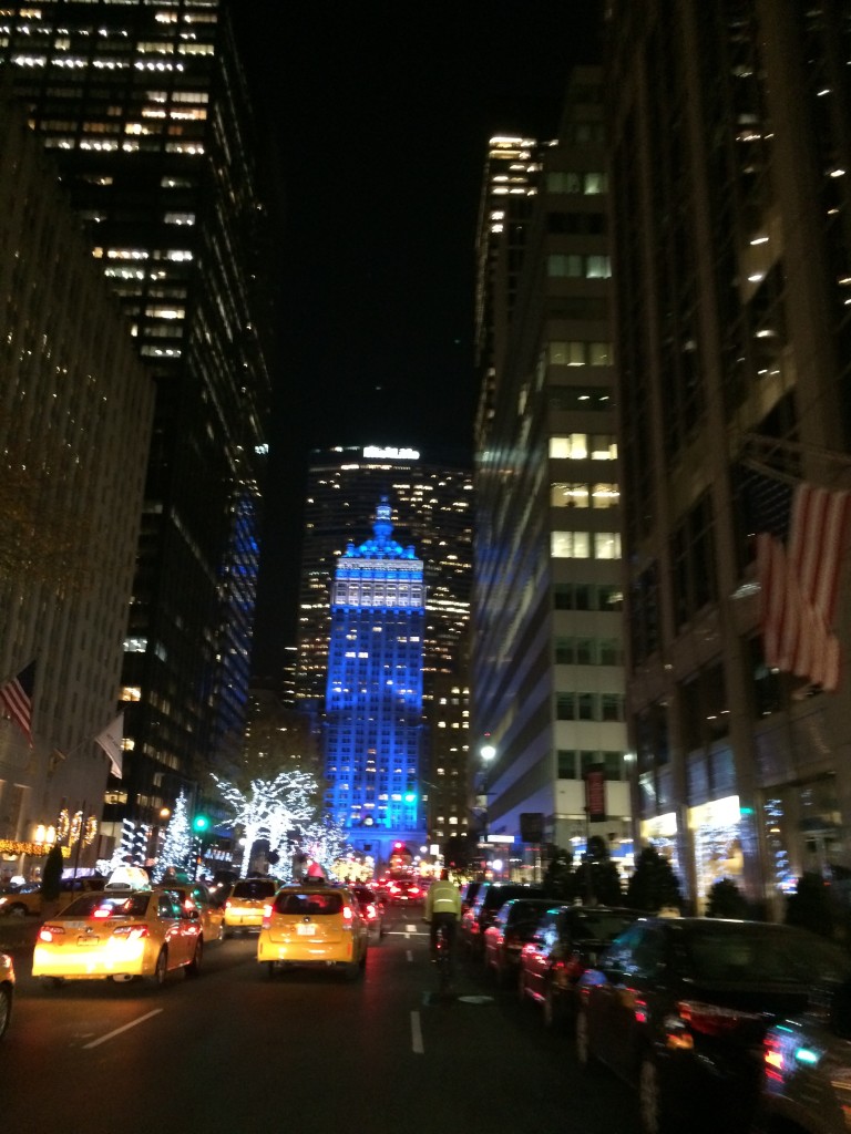 Finally... here's Ron heading down Park Ave. The Helmsley building almost looks like illusion in blue...