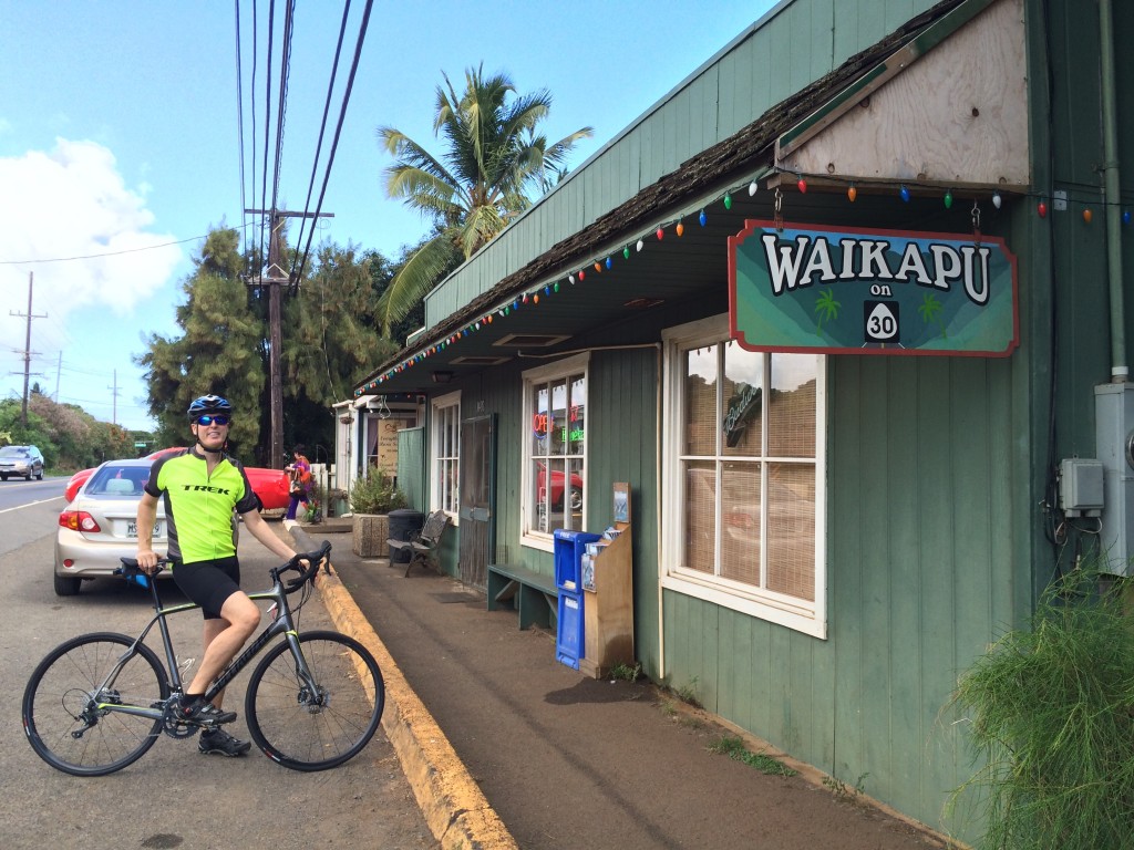 Ron loves this place in Waikapu. It's nice to have a food destination on a big ride...
