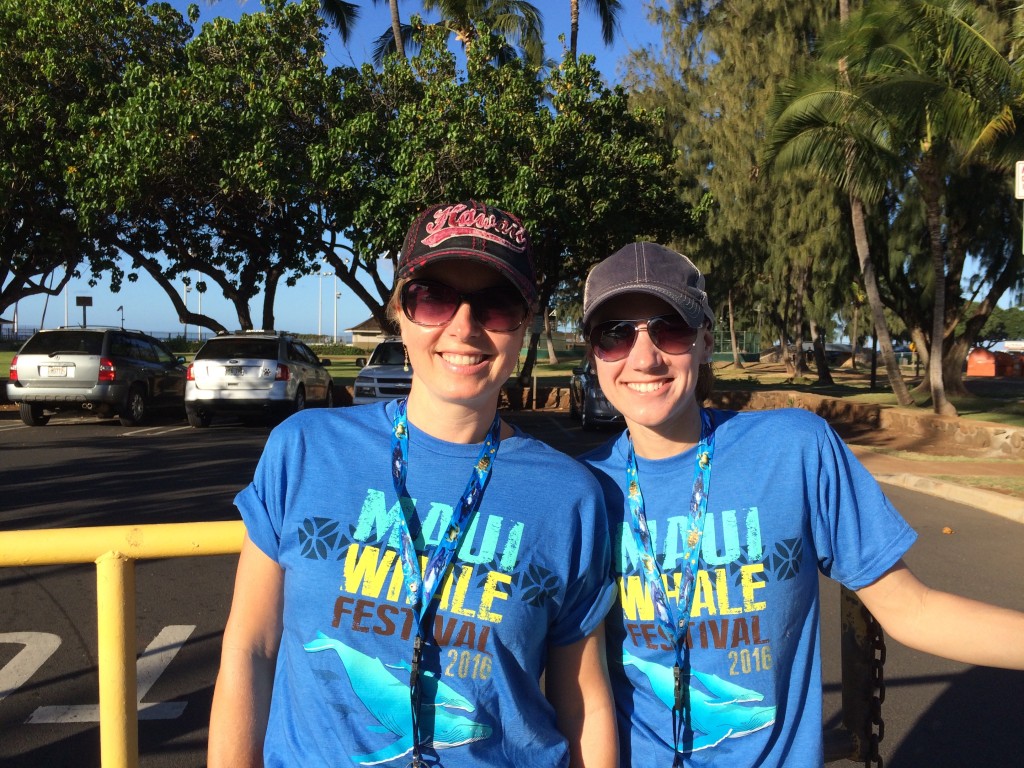 My friend Courtney met me at the volunteer booth. We got our matching t-shirts and lanyards, and set off to help with the annual festival that has been raising awareness and honor humpback whales since 1980. 