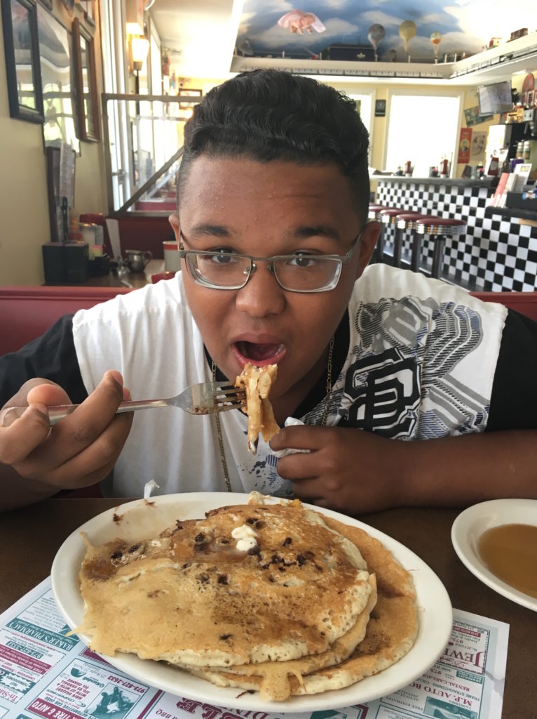 Needless to say, Elijah is now a Double S Diner fan. Chocolate chip pancakes, please, and no, he doesn't want a short stack! YUM.