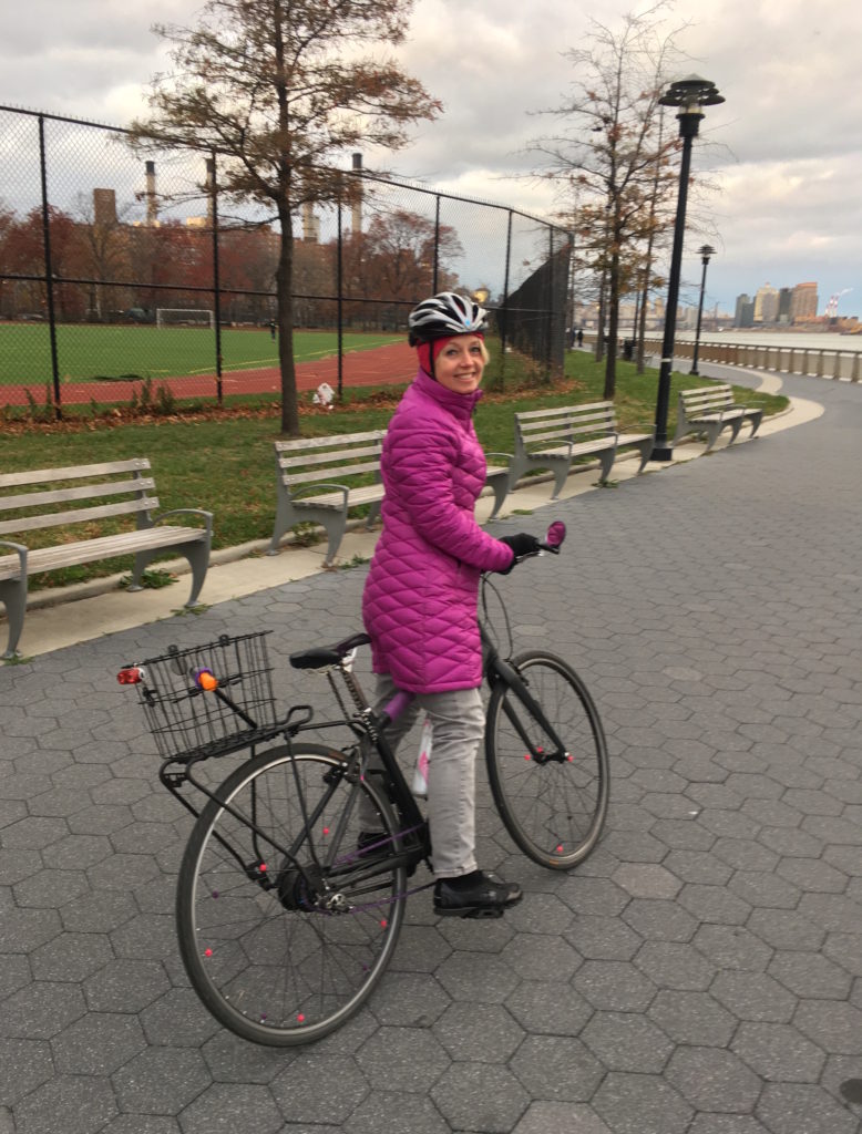 And me in my pinks and purples. We took the river path back, and it was cold and breezy! Maybe ice cream wasn't the best idea after all.... ha. 